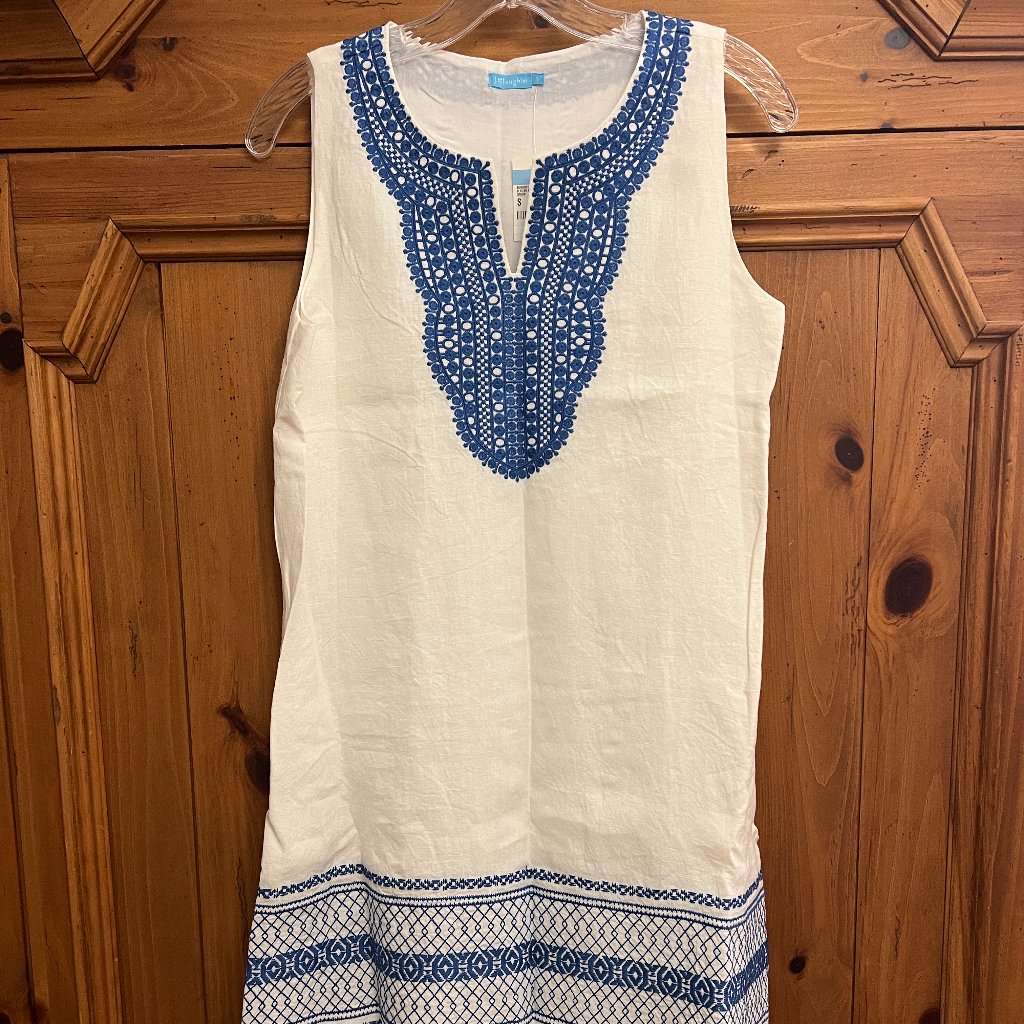 J. Mclaughlin Augustine Sleeveless Embroidered Linen Tunic Dress Size Small Nwt